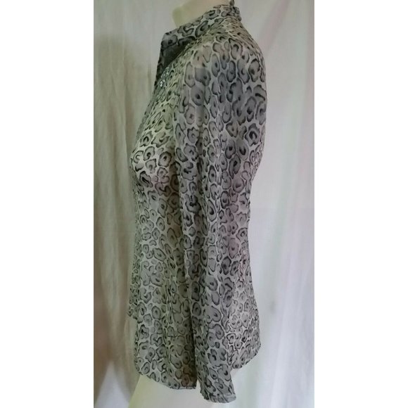 CHARTER CLUB PETITE 100% Polyester Sheer Tunic Style Blouse Top Sequined Sz 2P - Picture 4 of 6